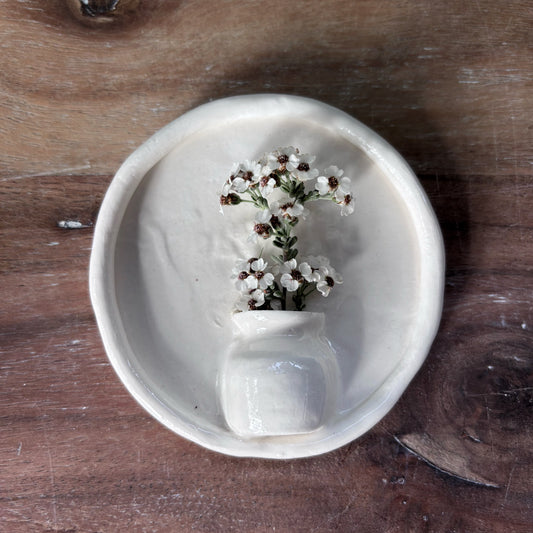 Porcelain Mini Wall Vase - Flower Imprint