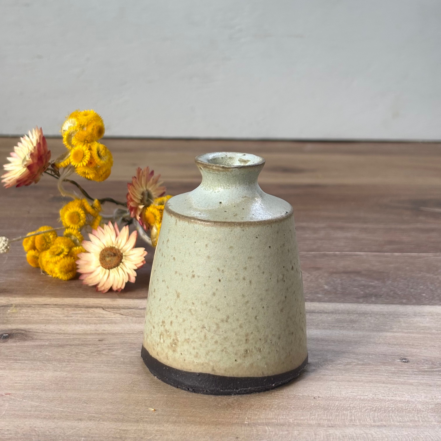 Ink Pot Vase & flowers - Ocean Haze