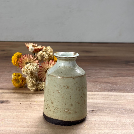Ink Pot Vase & flowers - Dusty Green