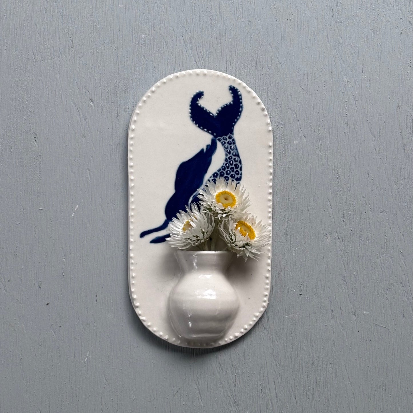 Porcelain Mermaid Wall Vase