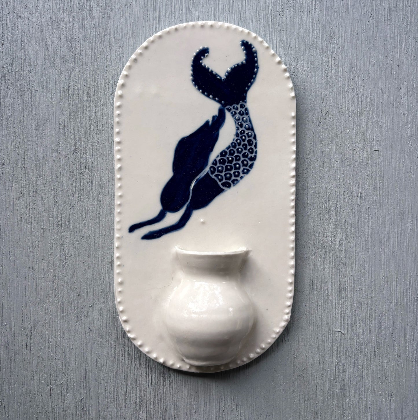 Porcelain Mermaid Wall Vase