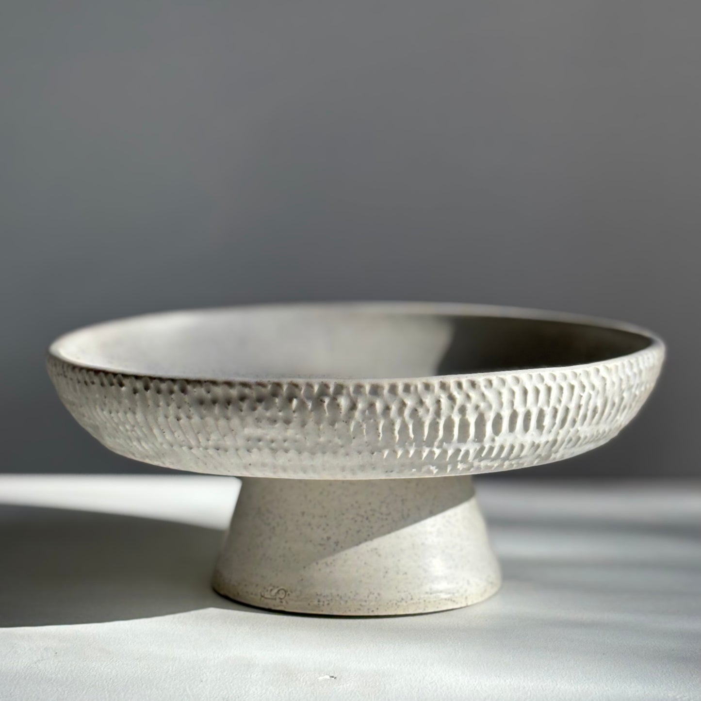 Carved White Pedestal Bowl