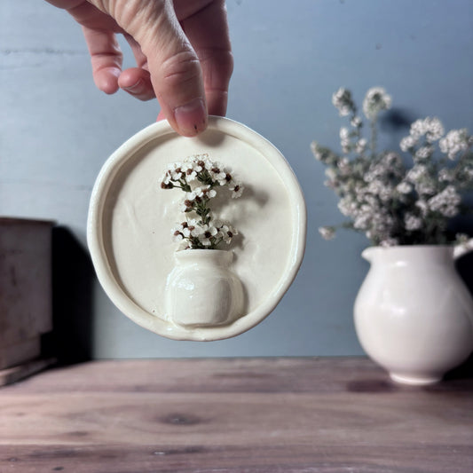 Porcelain Mini Wall Vase - Flower Imprint
