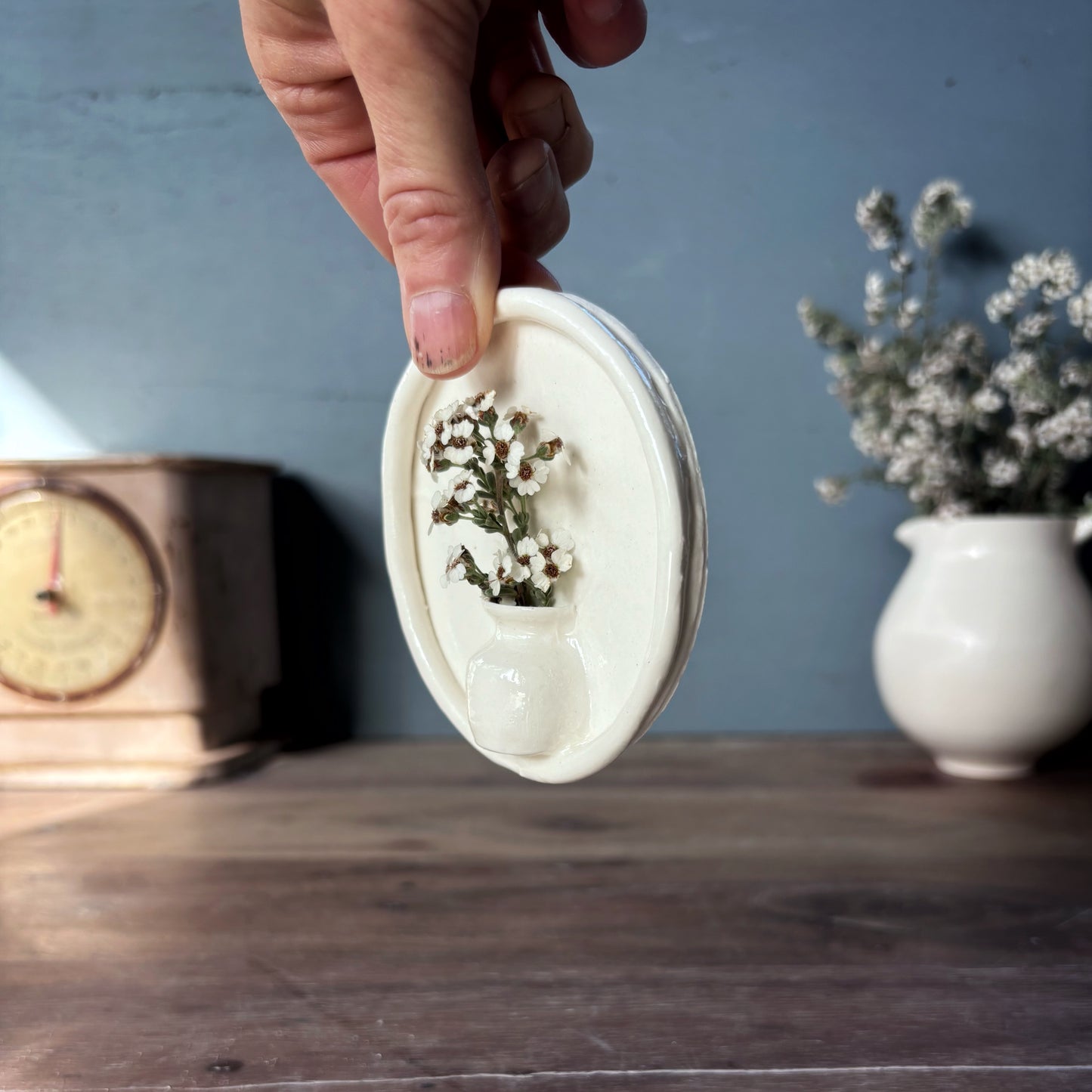 Porcelain Mini Wall Vase - Flower Imprint