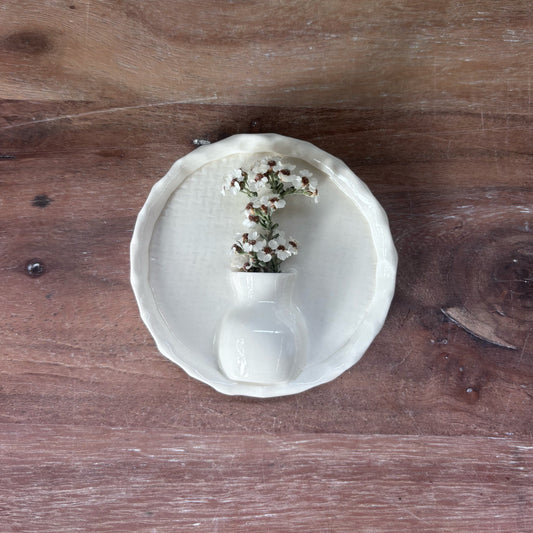 Porcelain Mini Wall Vase - Hessian Textured Round