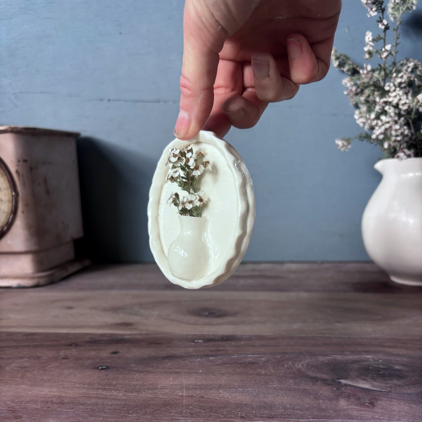 Porcelain Mini Wall Vase - Hessian Textured Round