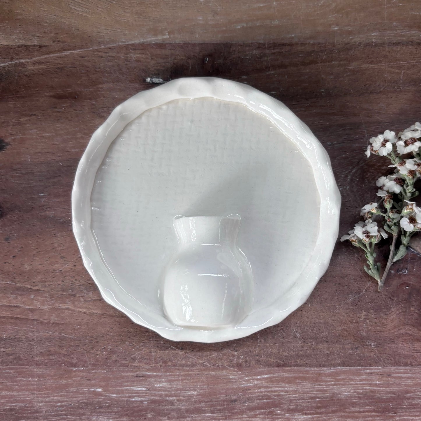 Porcelain Mini Wall Vase - Hessian Textured Round