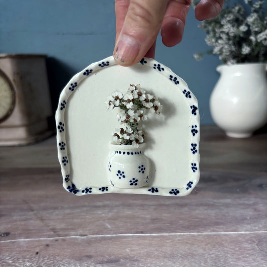 Porcelain Mini Wall Vase - Blue Daisy