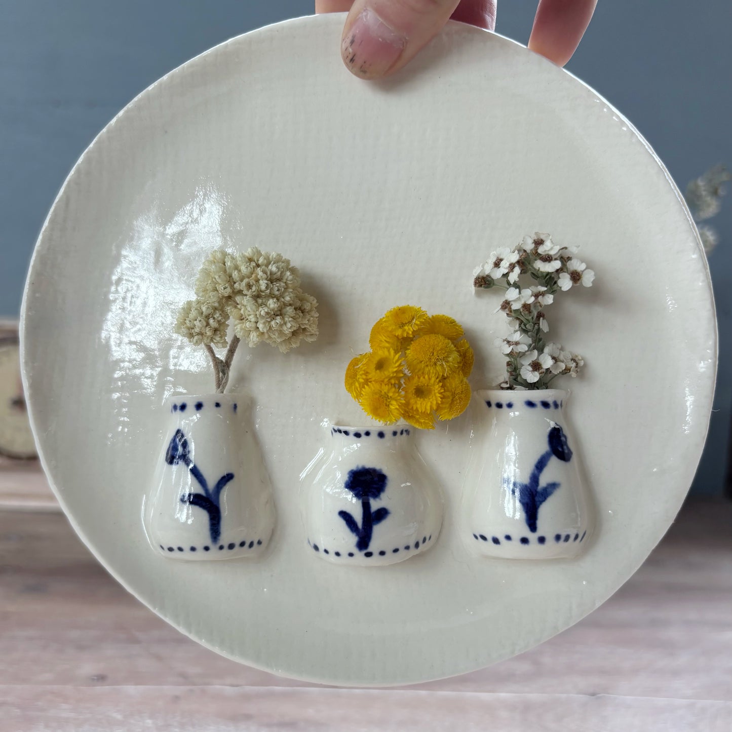 Porcelain Triple Mini Wall Vase