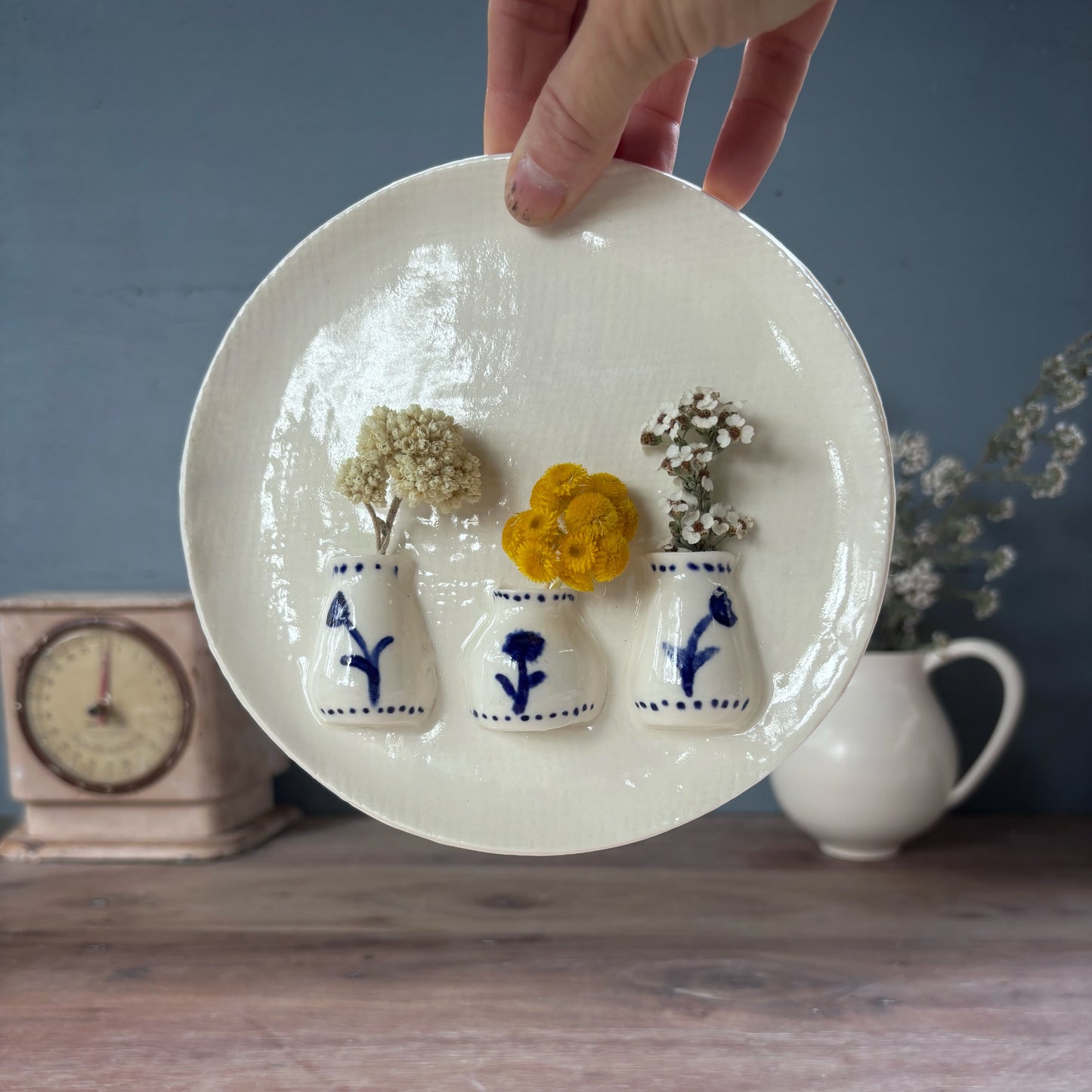 Porcelain Triple Mini Wall Vase