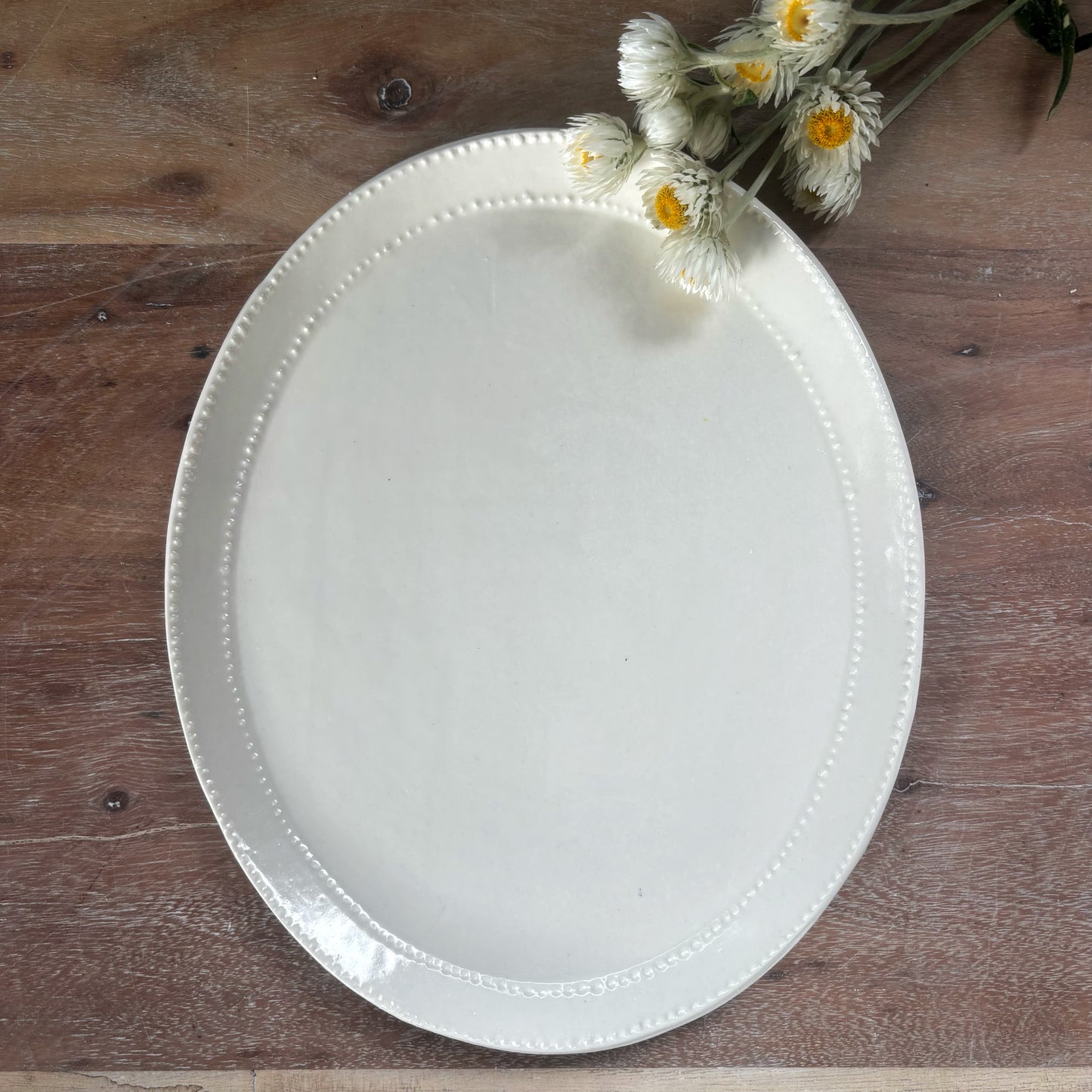 Porcelain Oval Platter - Slip embossed