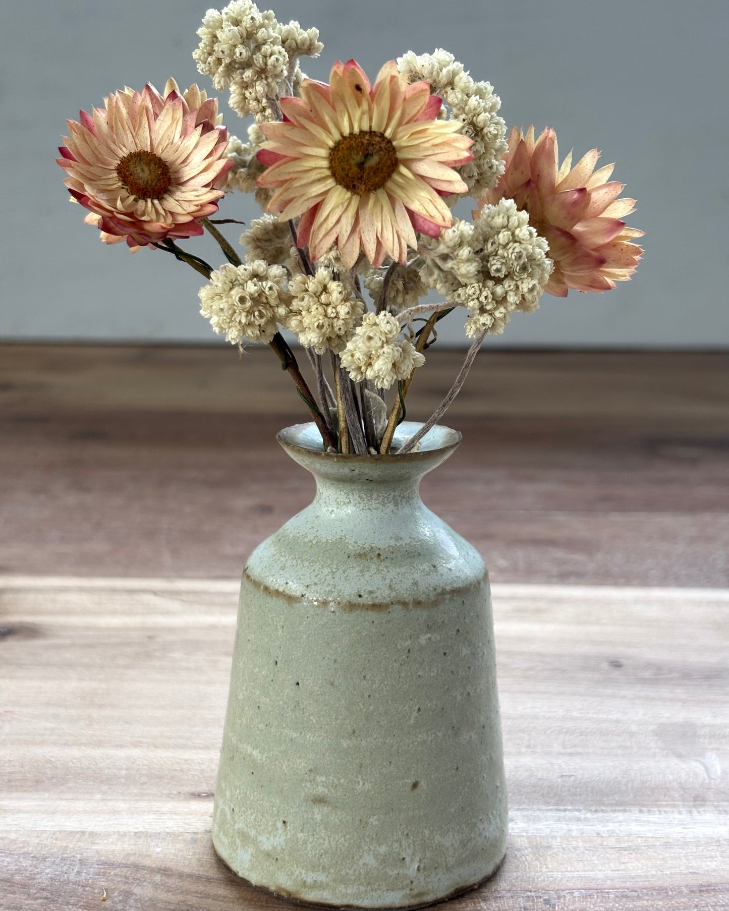 Ink Pot Vase & flowers - Sea Salt