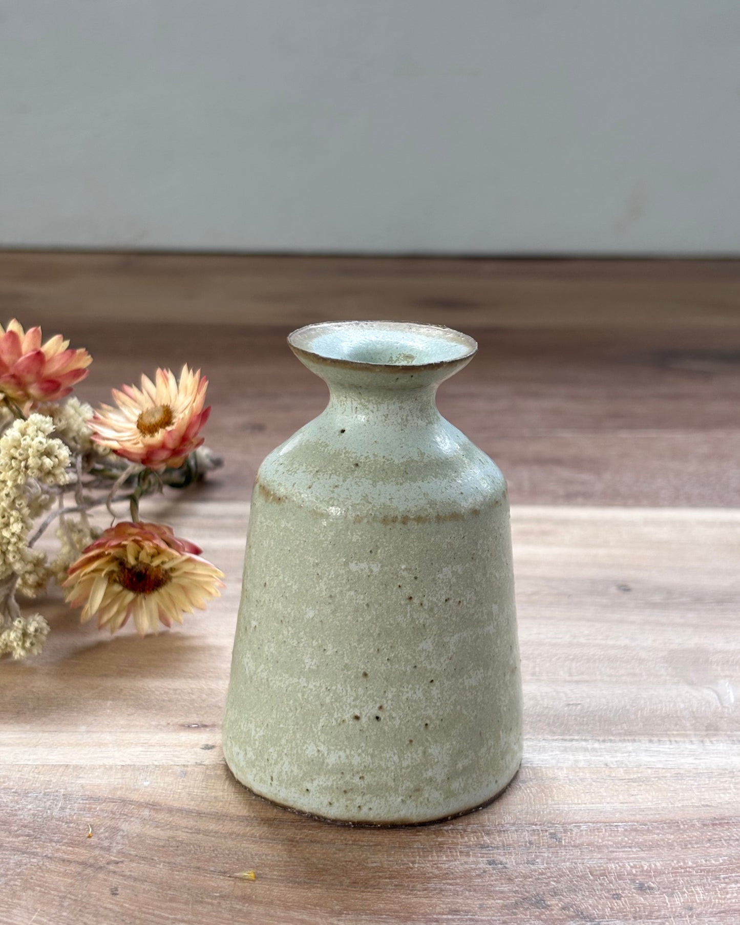 Ink Pot Vase & flowers - Sea Salt