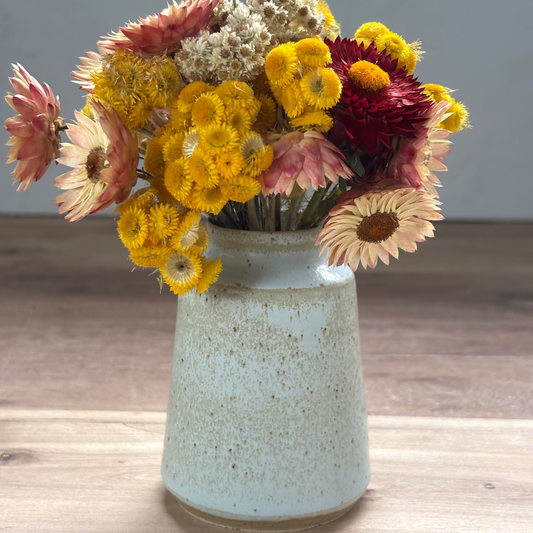 Ink Pot Vase & flowers - Sea Mist