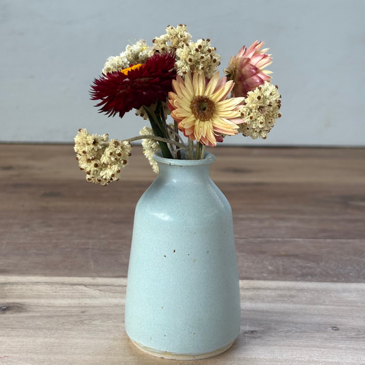 Ink Pot Vase & flowers - Morning Sky
