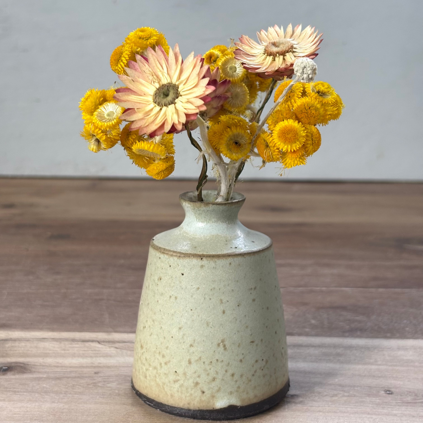 Ink Pot Vase & flowers - Ocean Haze