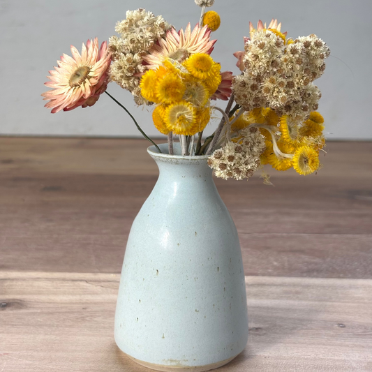 Ink Pot Vase & flowers - Dove