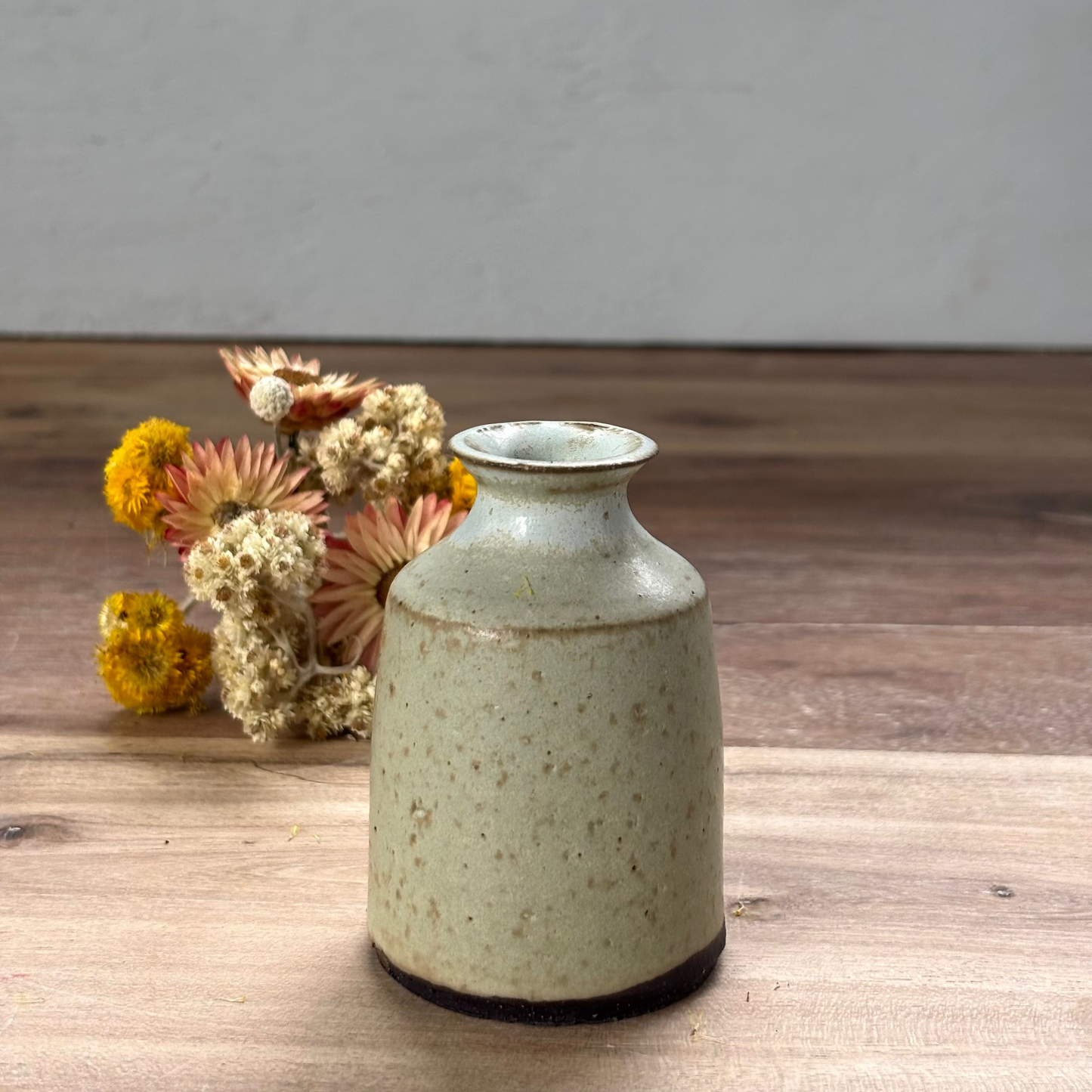 Ink Pot Vase & flowers - Dusty Green