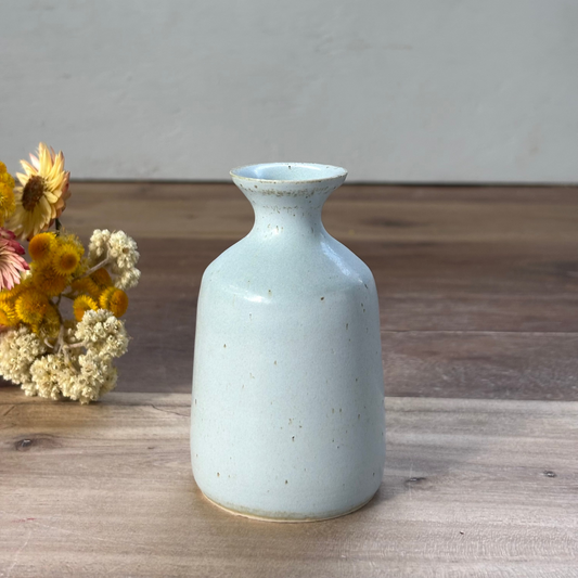 Ink Pot Vase & flowers - Sandy Blue