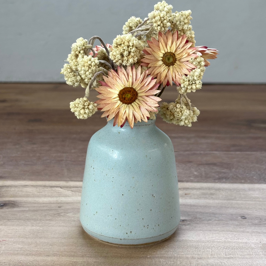 Ink Pot Vase & flowers - Dusty Blue