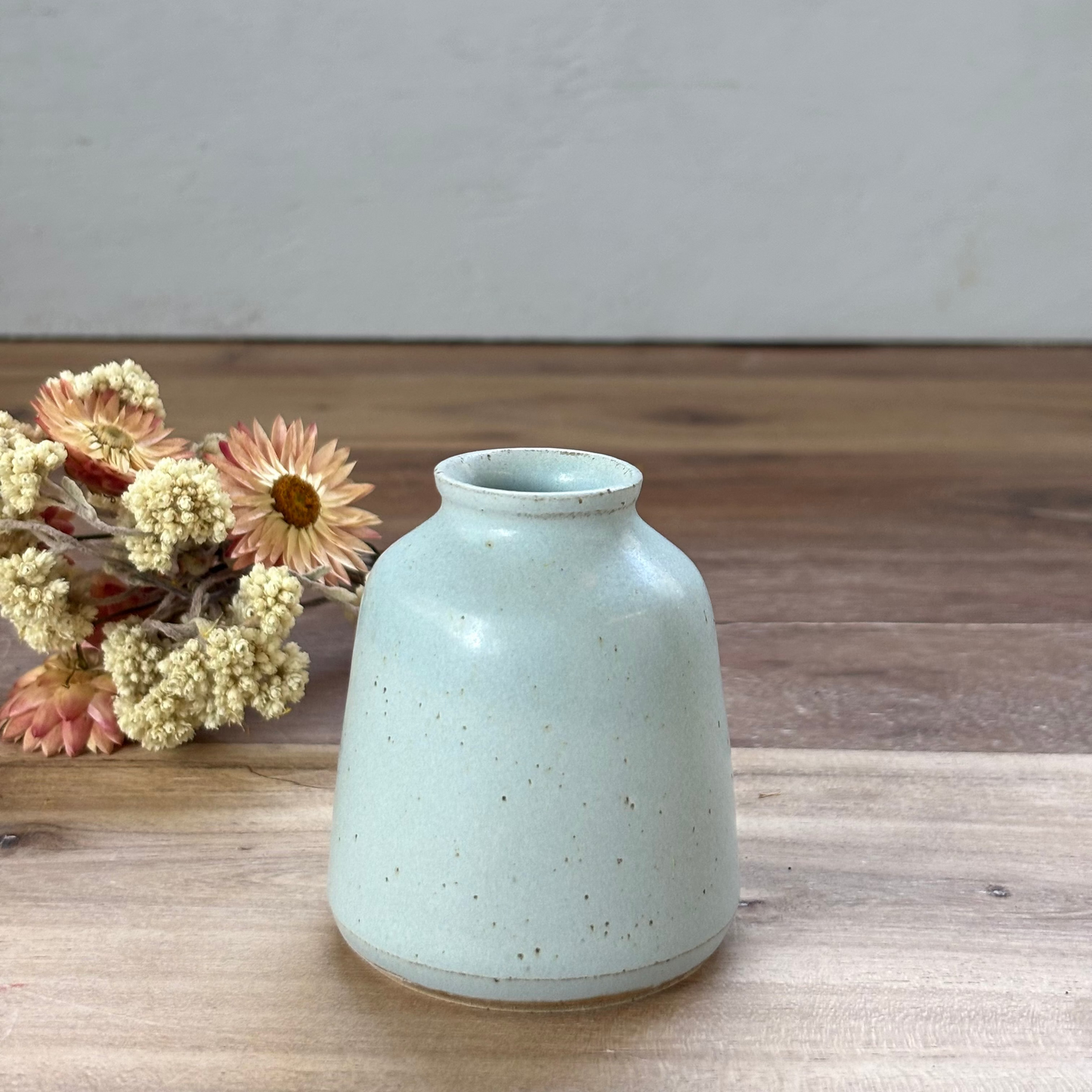 Ink Pot Vase & flowers - Dusty Blue