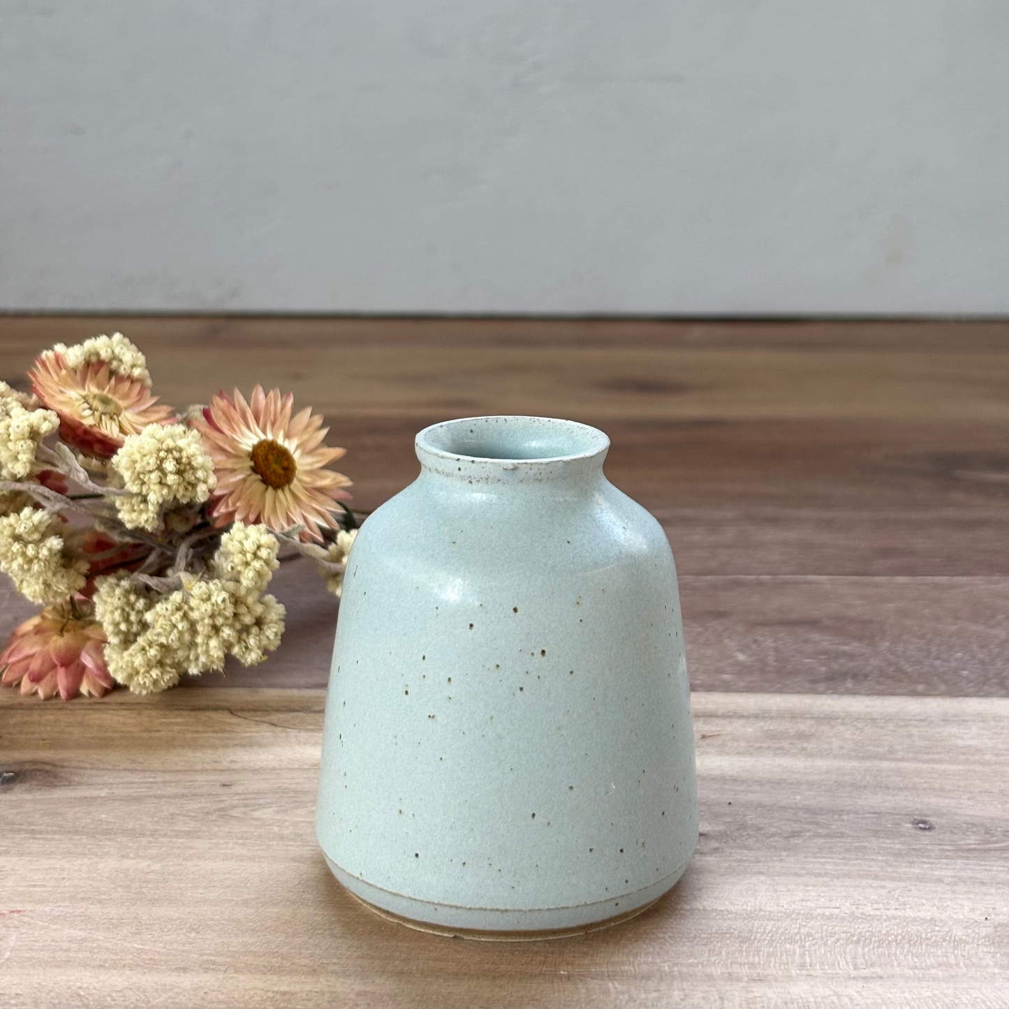 Ink Pot Vase & flowers - Dusty Blue