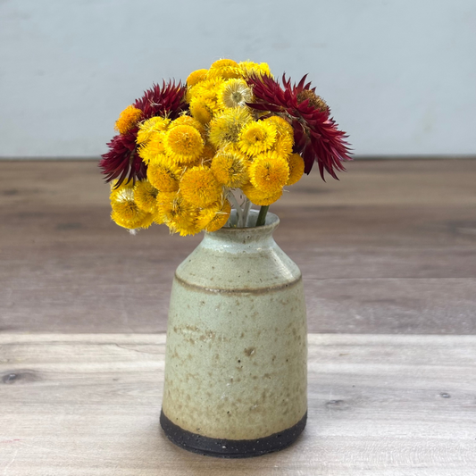 Ink Pot Vase & flowers - Olive Leaf